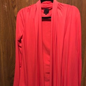 Drapy bright coral almost like a jacket cardigan